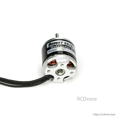Close-up of Budget series motor label with wires visible; part of the image is obscured