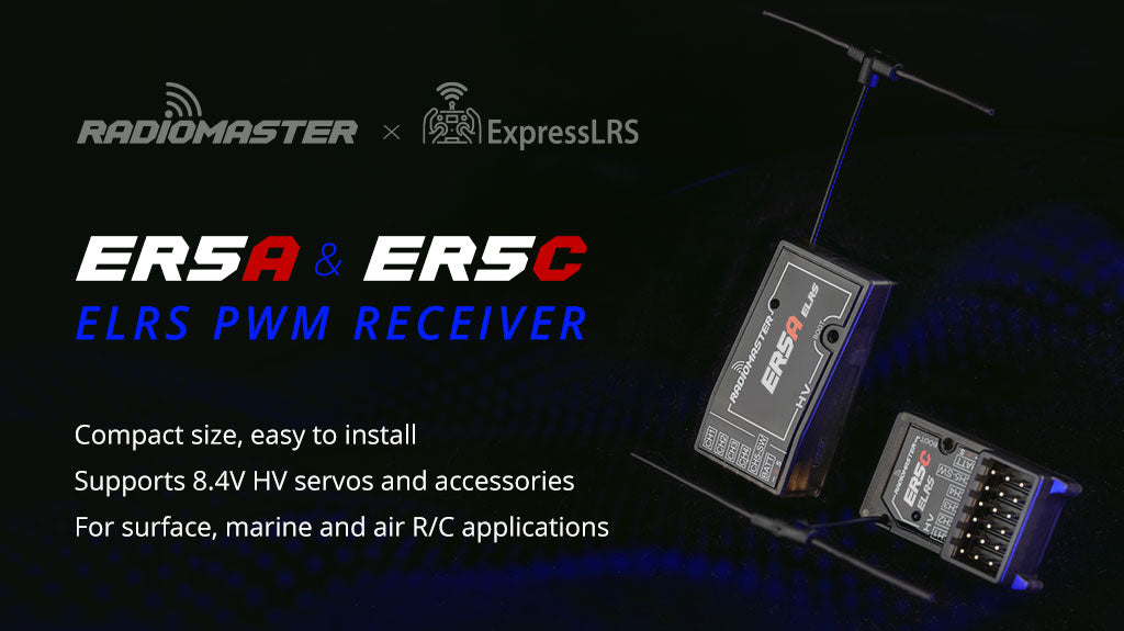 RadioMaster ER5C 2.4GHz 5Ch ELRS PWM Receiver - Supports 8.4V HV Servos Fit for Aircraft applications 5 ER5 Series Reciver