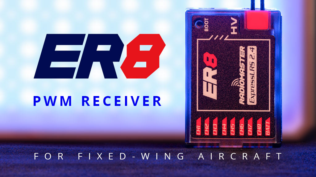 RadioMaster ER8 2.4GHz ELRS PWM Receiver - 100mw PWM Receiver Specially Designed For Fixed-wing Aircraft Airplane Drone With Dual Antenna 8 RadioMaster ER8 2.4GHz ELRS PWM Receiver
