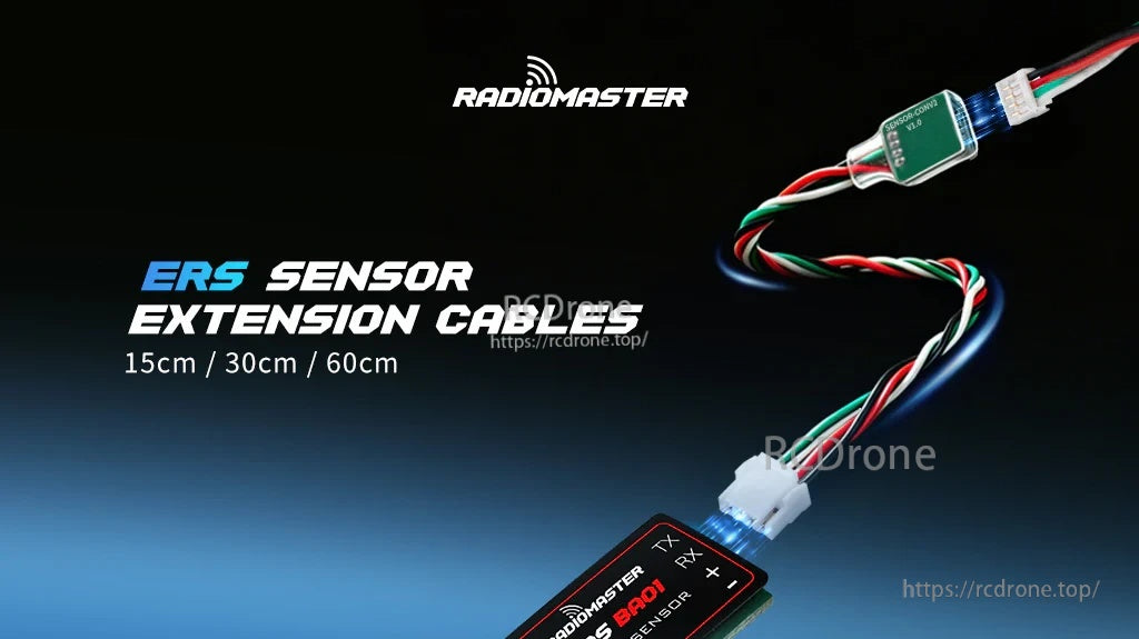 RadioMaster ERS Sensor Extension Cable set with connectors and SENSOR-CONV board, available in 15cm, 30cm, 60cm