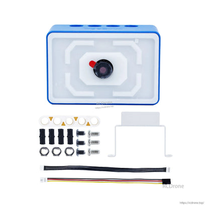 Package contents: camera module, mounting bracket, screws, nuts, spacers, and 4-wire cable