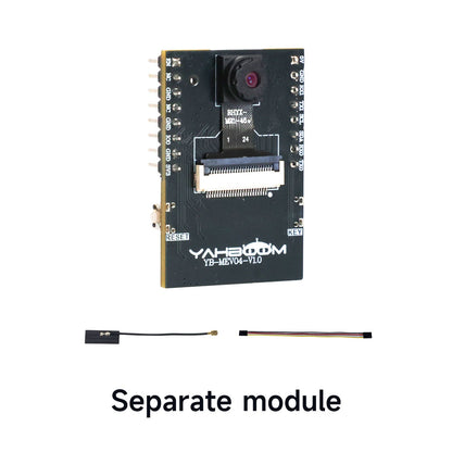 Separate camera module kit shown with antenna lead and jumper wire on white background