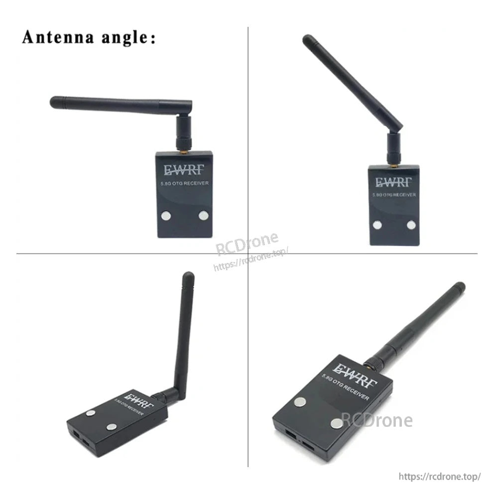 Adjustable RP-SMA antenna angle positions on the compact EWRF 5.8G OTG receiver for better reception orientation