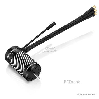 EZRUN 4278SD G2R Sensored Motor, Hobbywing EZRUN 4278 sensored brushless motor with finned can, bullet connectors and sensor wire lead