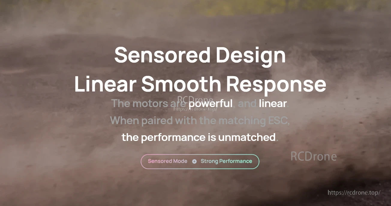 Graphic text for EZRUN 4278SD G2R sensored motor: “Sensored Design, Linear Smooth Response.”