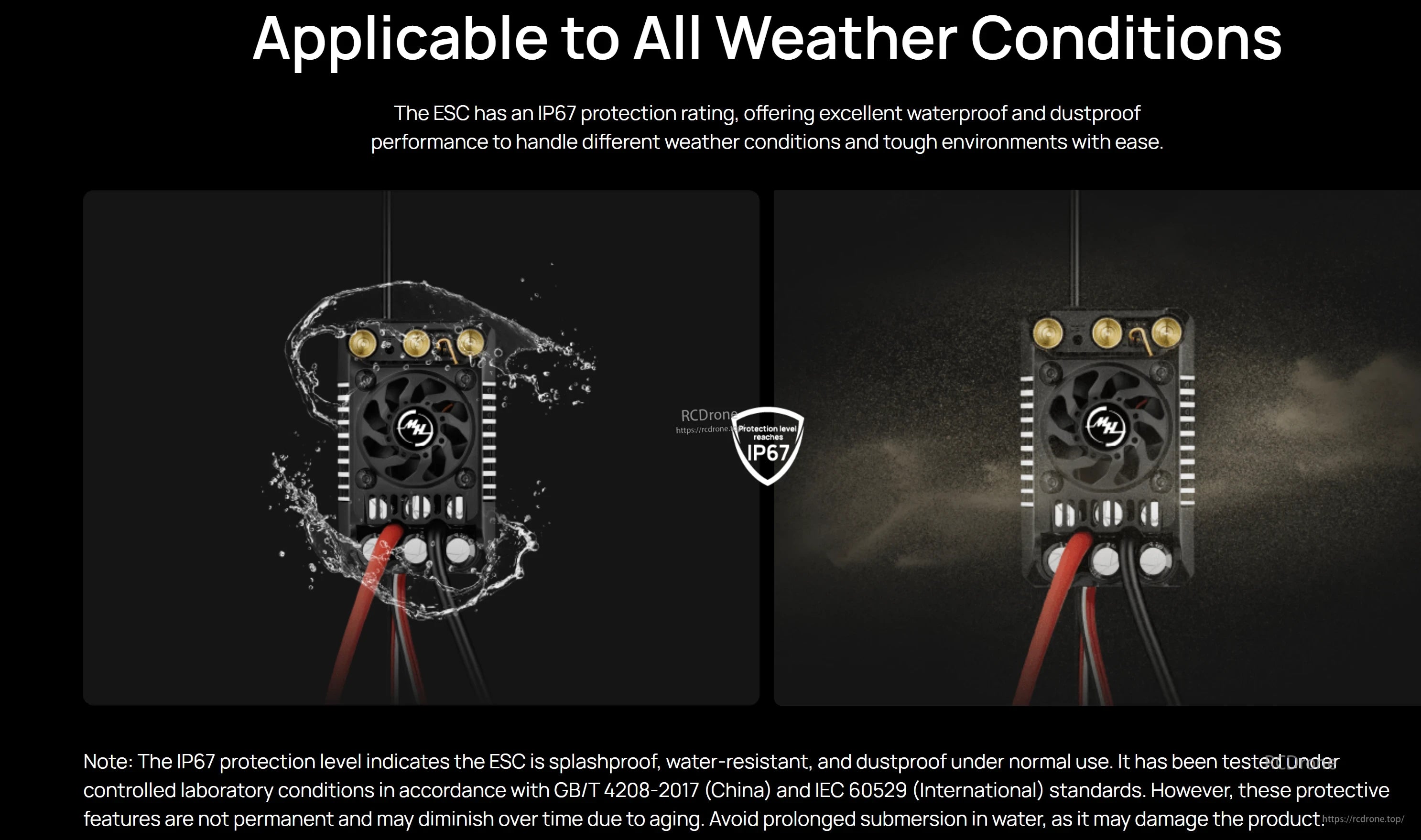 EZRUN MAX5 HV Plus G2 ESC with cooling fan and IP67 protection rating for water and dust resistance