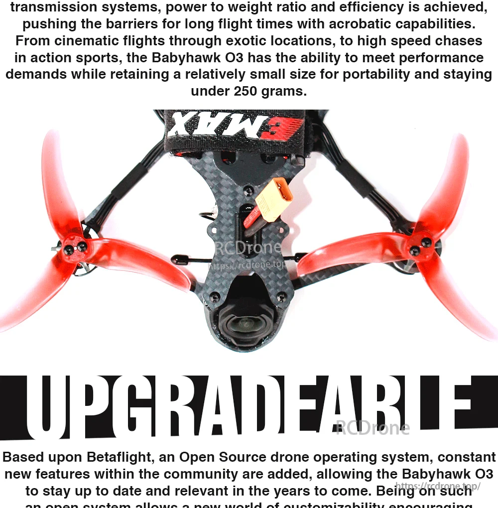 Top-down view of the 3.5-inch quad frame highlighting the camera mount and compact layout