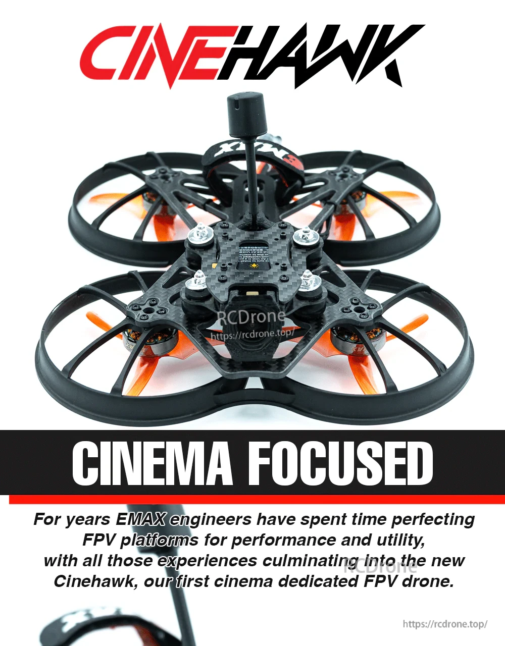 EMAX Cinehawk HD 3.5 Inch FPV cinewhoop drone with ducted 3.5-inch props and top antenna