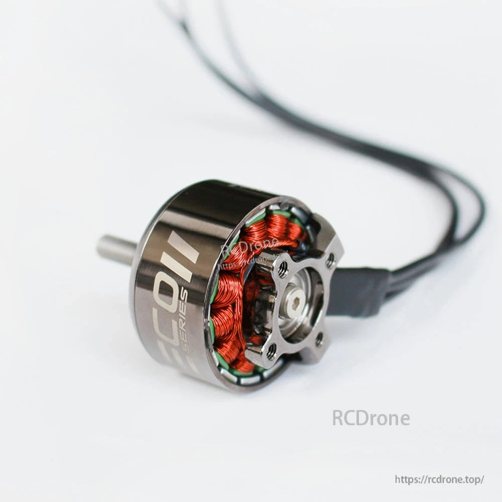 Emax ECOII 2810 brushless motor rear view with mounting base and wire lead