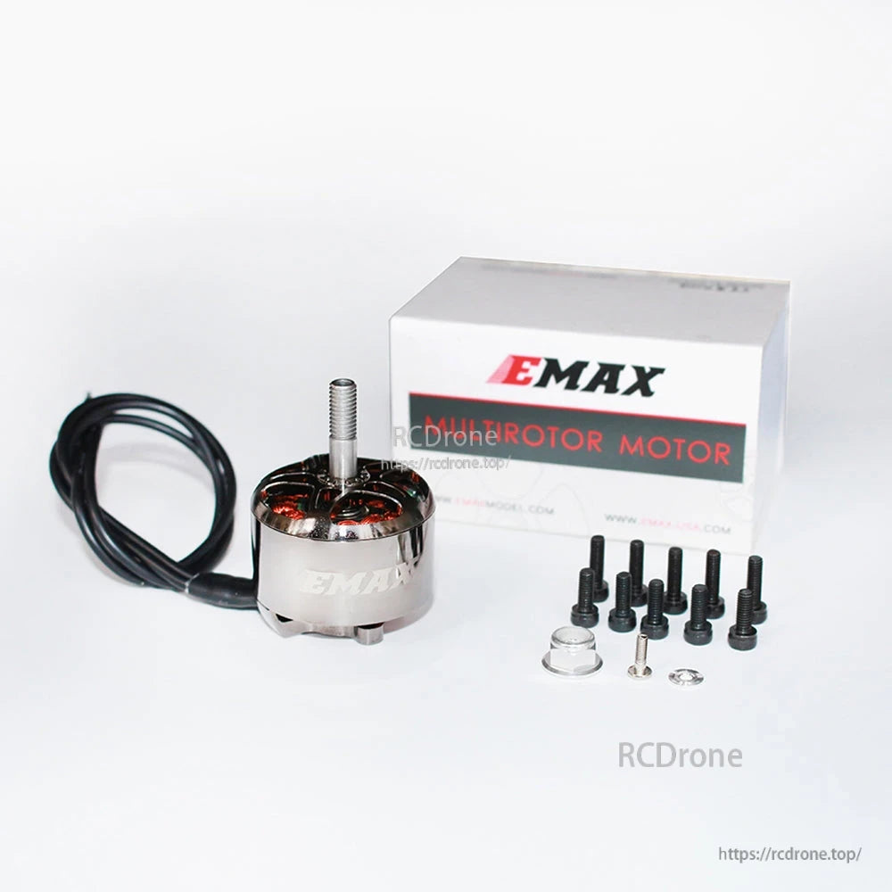 Emax ECOII motor with retail box and included hardware screws, nut and washers