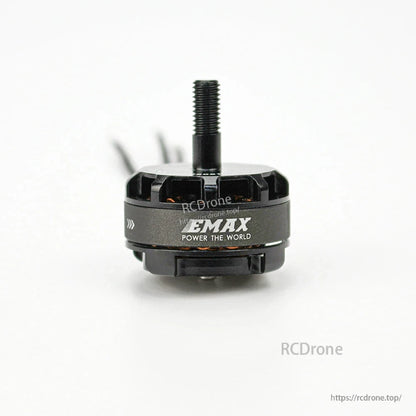 Front-on side view with EMAX Power The World text and threaded shaft centered