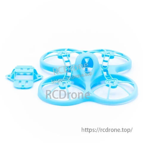 Blue 75mm ducted whoop frame with separate mounting plate, top view