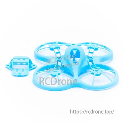 Blue 75mm ducted whoop frame with separate mounting plate, top view