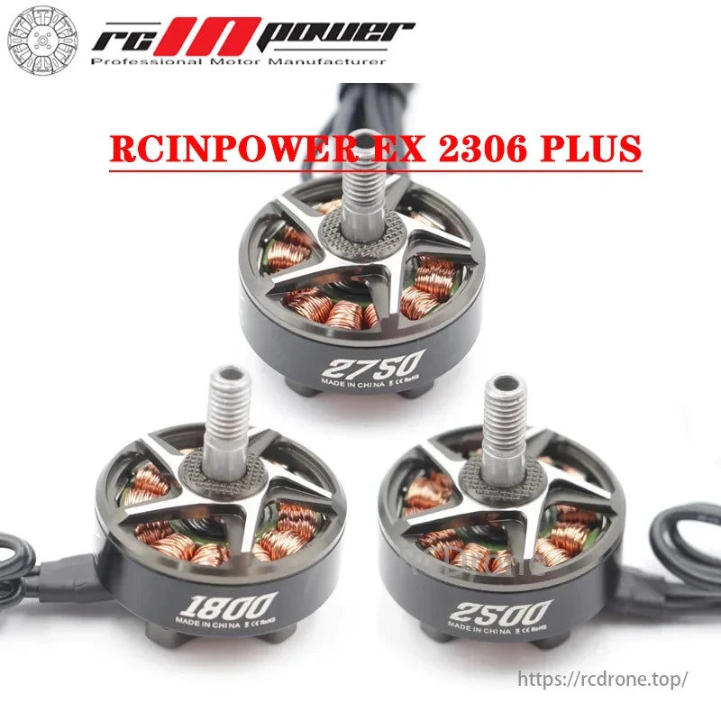 Ex2306 Brushless Motor, RCINPOWER EX 2306 PLUS brushless motors offer 1800, 2500, and 2750 KV options for diverse performance needs.