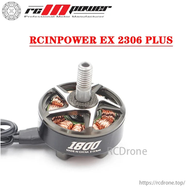 Ex2306 Brushless Motor, RCINPOWER EX 2306 PLUS brushless motor, 1800KV, is a high-performance Chinese-made motor for drones and RC models.