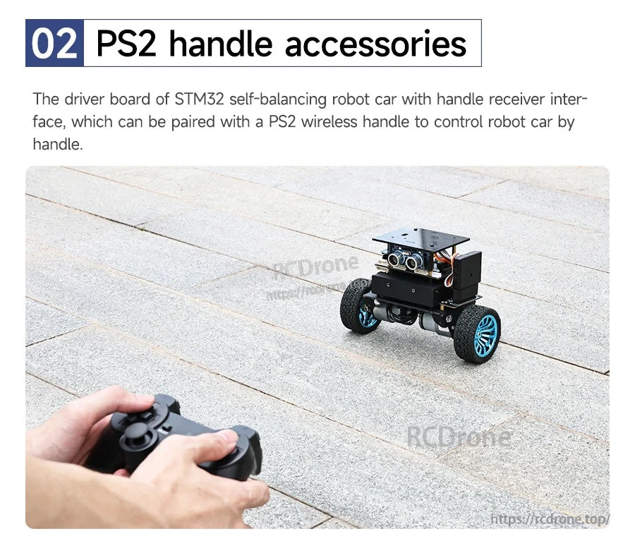 PS2 handle accessories demonstrating wireless controller operation with STM32 self-balancing robot car receiver interface