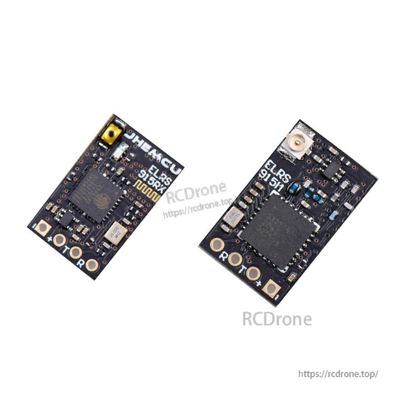 ExpressLRS 900RX ELRS 9151 receiver board front and back views with IPEX-1 antenna socket