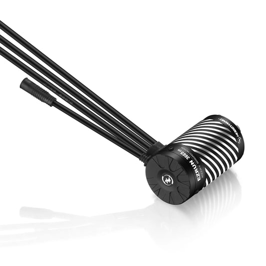 Hobbywing EZRUN 3665 sensored brushless motor with striped can, three motor wires and sensor lead