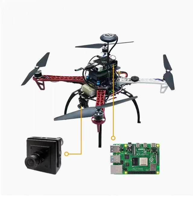 F450-4B Raspberry Pi programmable drone development kit with Pixhawk, open-source platform for DIY enthusiasts and developers.