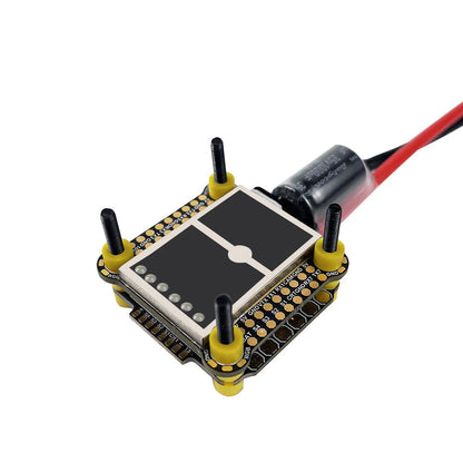 DarwinFPV Cement stack with capacitor and power leads, yellow soft mounts and long standoffs