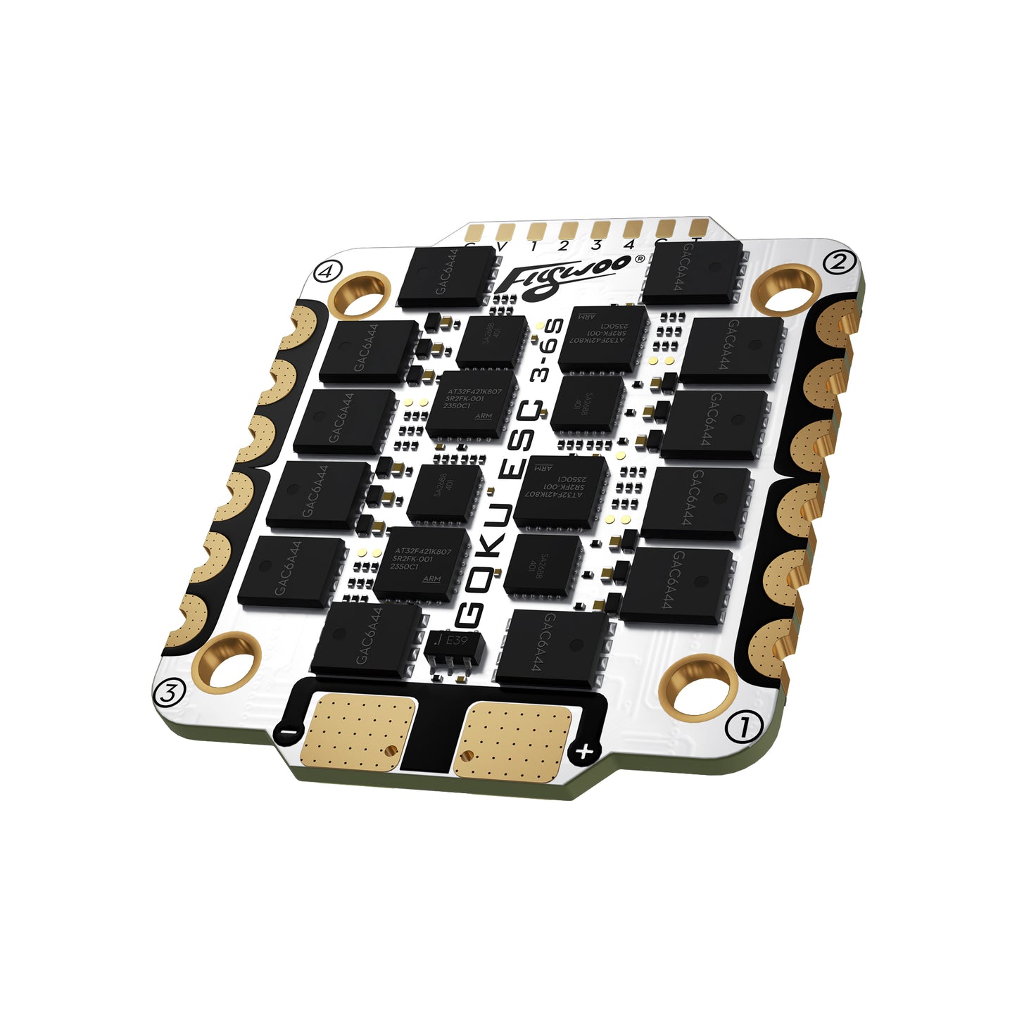 Flywoo GOKU G55M ESC board with GOKU ESC 3-6S marking, large battery pads and four mounting holes