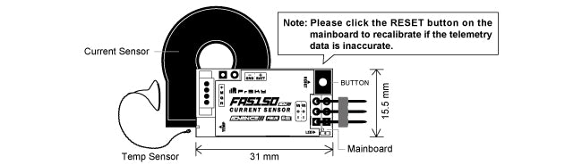 FrSky FAS150 ADV Current Sensor, please click the RESET button on the malnboaro recalbrate