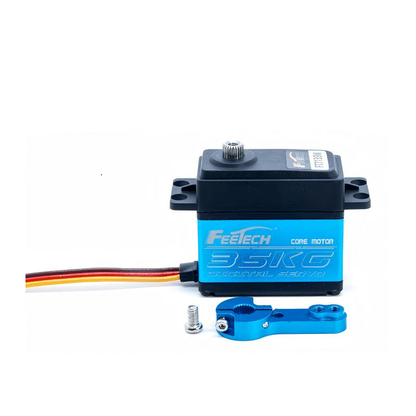 FEETECH FT-7135-C001 FT7135 servo motor with metal output spline, blue aluminum servo arm and screw