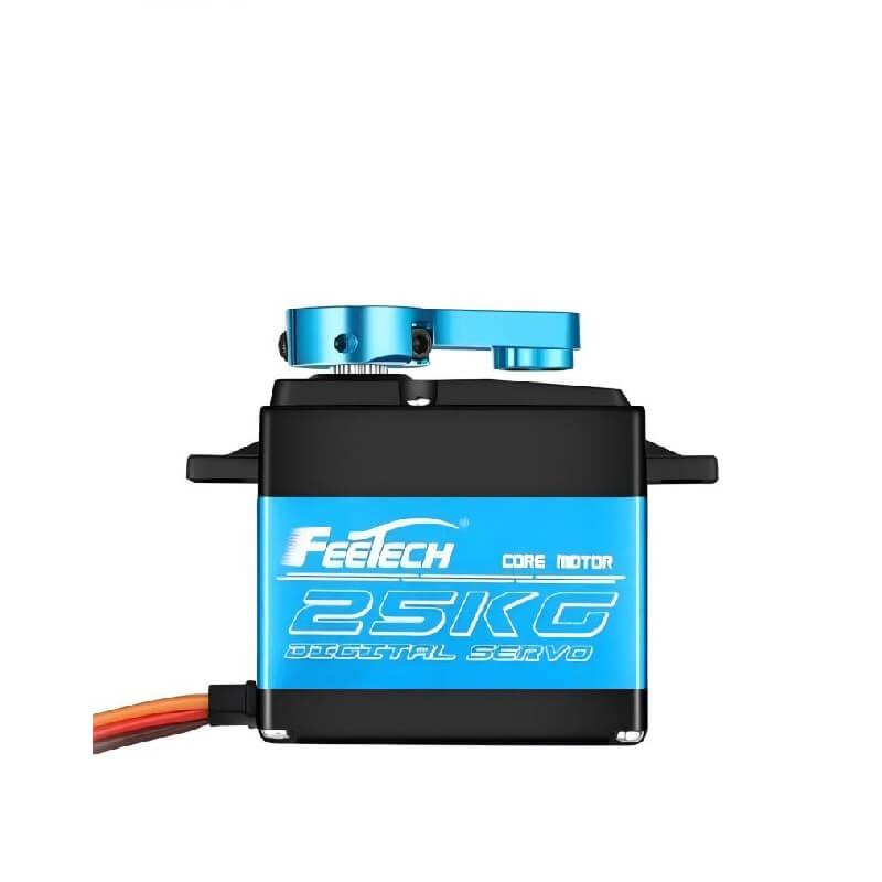 FEETECH FT5330M servo main view with blue корпус and installed metal servo arm