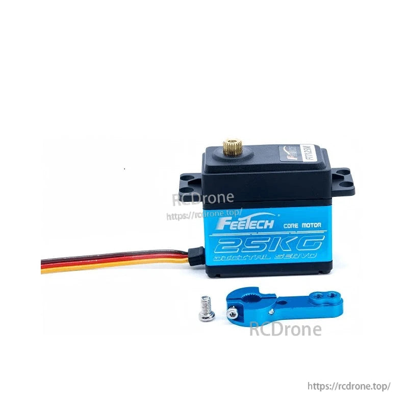 FEETECH FT7125 Servo, FEETECH 25KG core motor: 7.4V, 25kg.cm torque, steel gears, aluminum case, 180° PWM control, 25T spline shaft—durable, high-performance servo for demanding applications.