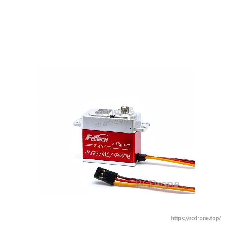 FEETECH FT835BL servo with 3-pin receiver plug and 3-wire cable shown in front