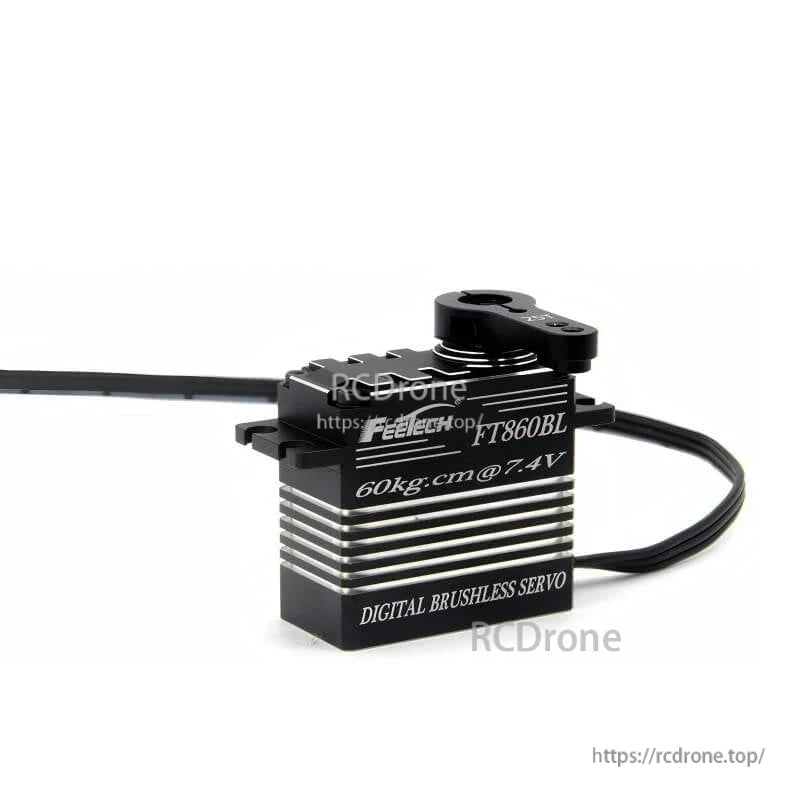 FEETECH FT860B Servo, FEETECH FT860BL: 60kg.cm digital brushless servo, steel gears, 180° travel, 25T spline, operates at 6–9V (7.4V optimal).