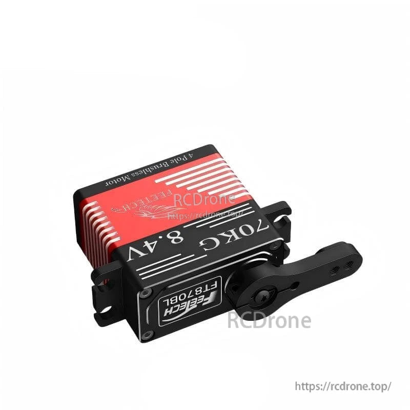 FEETECH FT870B Servo, FEETECH FT870BL 180° brushless servo with titanium gears, 75kg.cm @8.4V, 70kg.cm @12V, 25T 5.9mm spline, and 4-pole motor for high-performance applications.