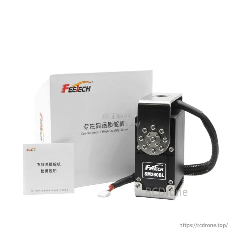 FEETECH SM260B-C001 Servo, FEETECH SM260BL: 24V brushless servo with RS485, 260kg.cm torque, steel gears, and 12-bit encoder for high precision and durability.