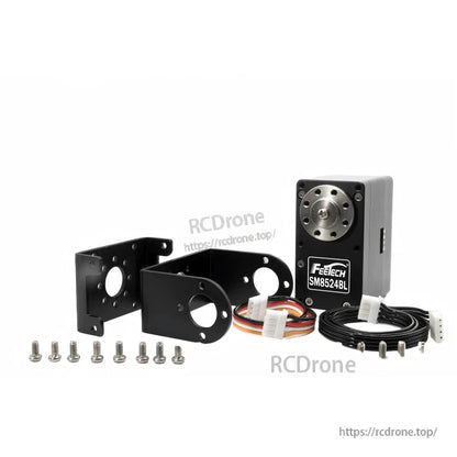 FEETECH SM8524BL-C001 Servo, FEETECH SM8524BL: 24V brushless servo with 85kg.cm torque, 360° rotation, aluminum case, and steel gears for high-performance applications.