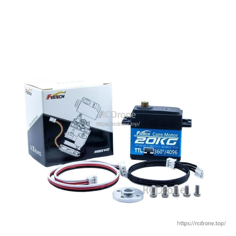 FEETECH STS2000 Servo, FEETECH Core Motor: 20KG torque, TTL serial control, 360°/4096 resolution, 12-bit magnetic encoding, 5.5–9V (7.4V optimal), 22.5kg.cm output.