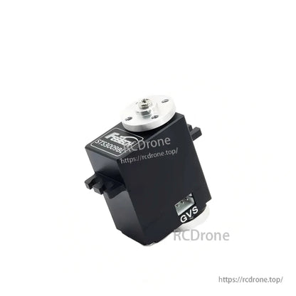 Angled side view of STS3009BL servo showing GVS port opening and side mounting tabs