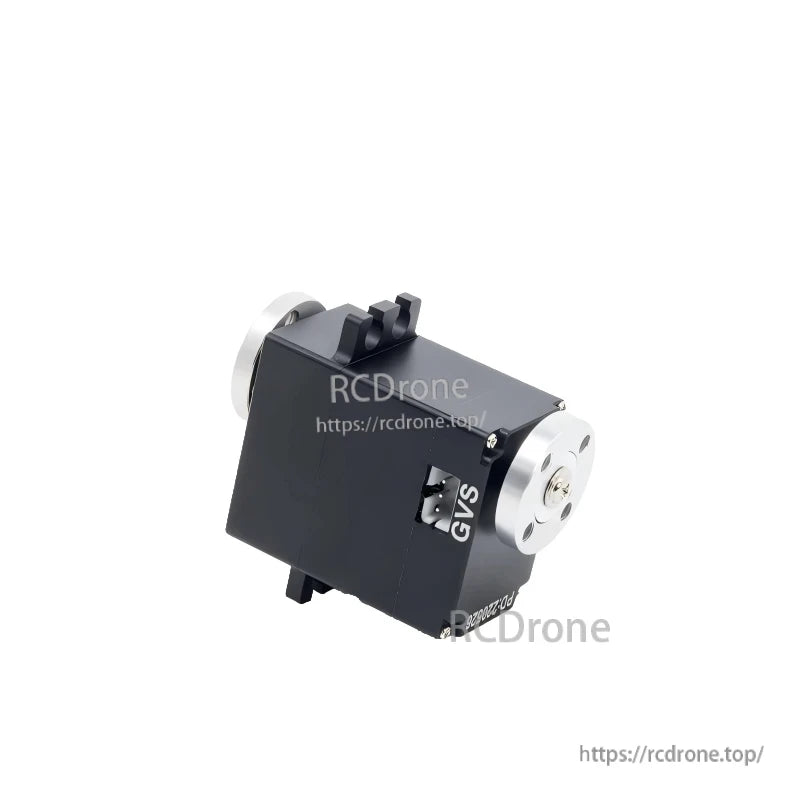 Side profile of STS3009BL servo showing rectangular housing, mounting tabs, and rear metal plate
