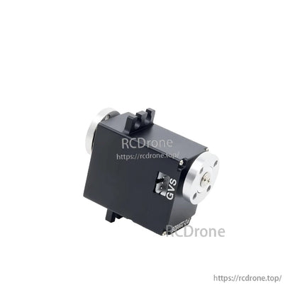 Side profile of STS3009BL servo showing rectangular housing, mounting tabs, and rear metal plate