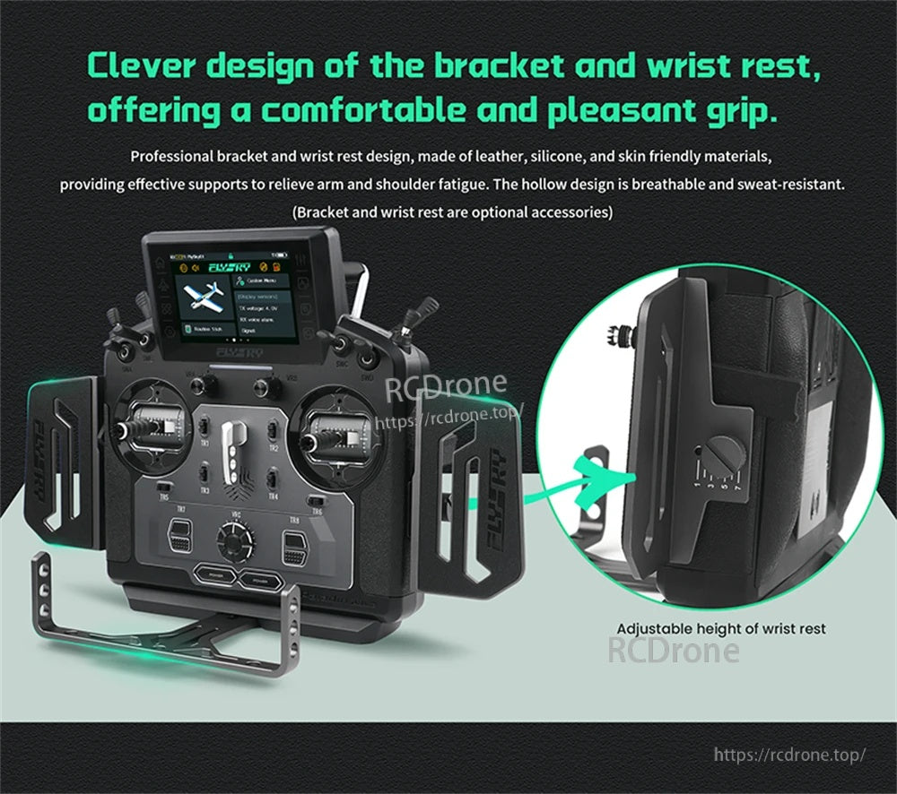 Optional bracket and adjustable-height wrist rest installed on PL18 Ultra Paladin controller