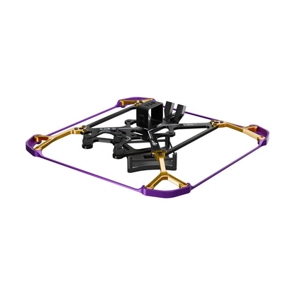 Flywoo Flytimes 85 2-inch micro drone frame kit with purple prop guard ring, gold arms and black center plate
