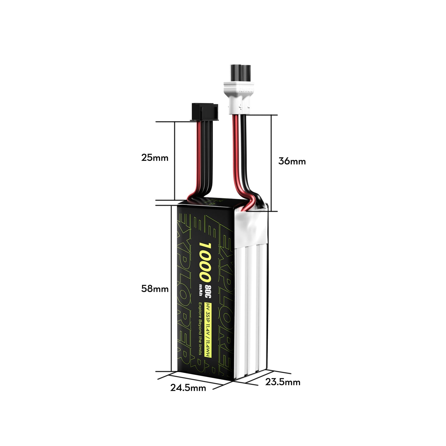 2PCS Flywoo Explorer 1000mAh LiHV 3S 80C Battery （Flywoo XT30UP）