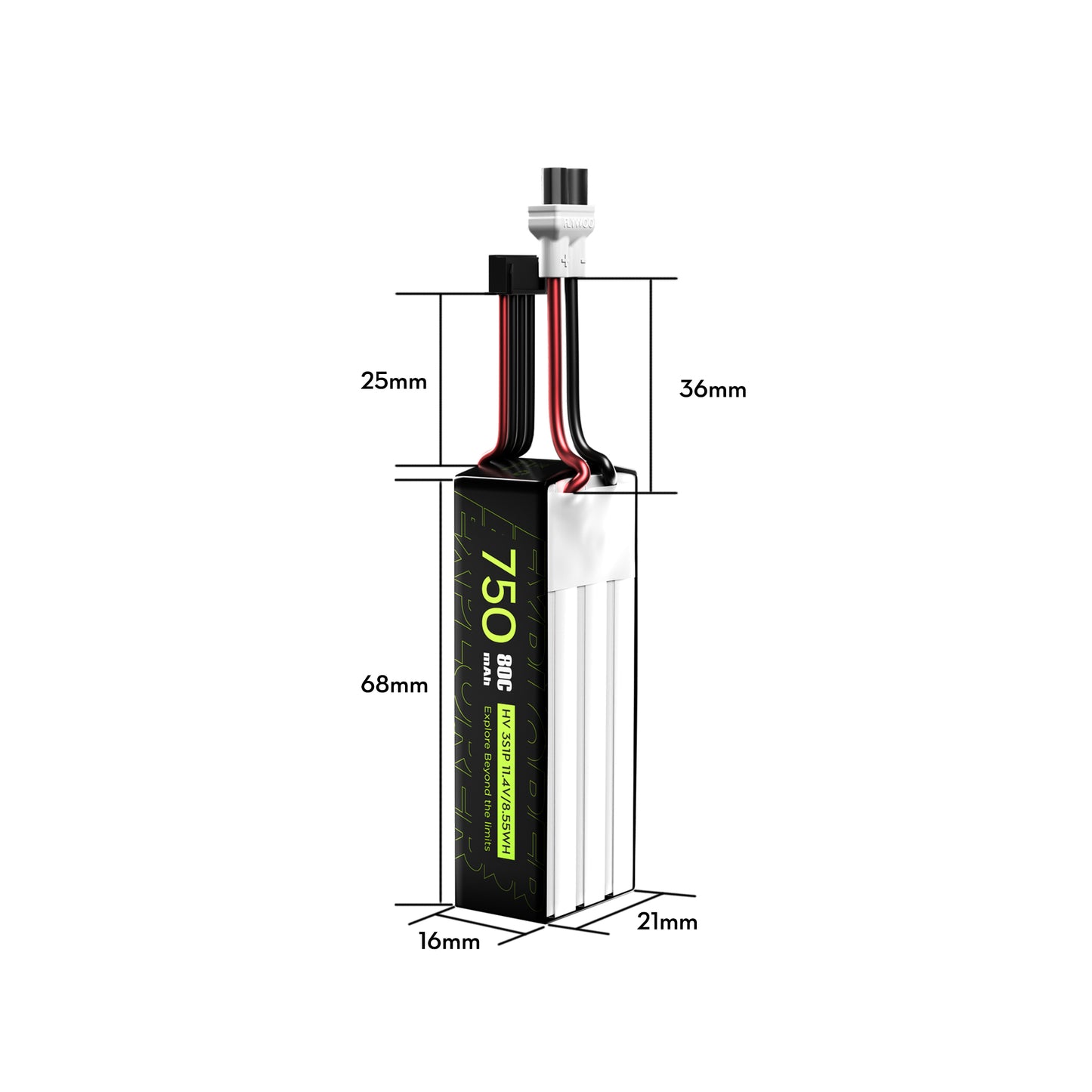 2PCS Flywoo Explorer 750mAh LiHV 3S 80C Battery （Flywoo XT30UP）