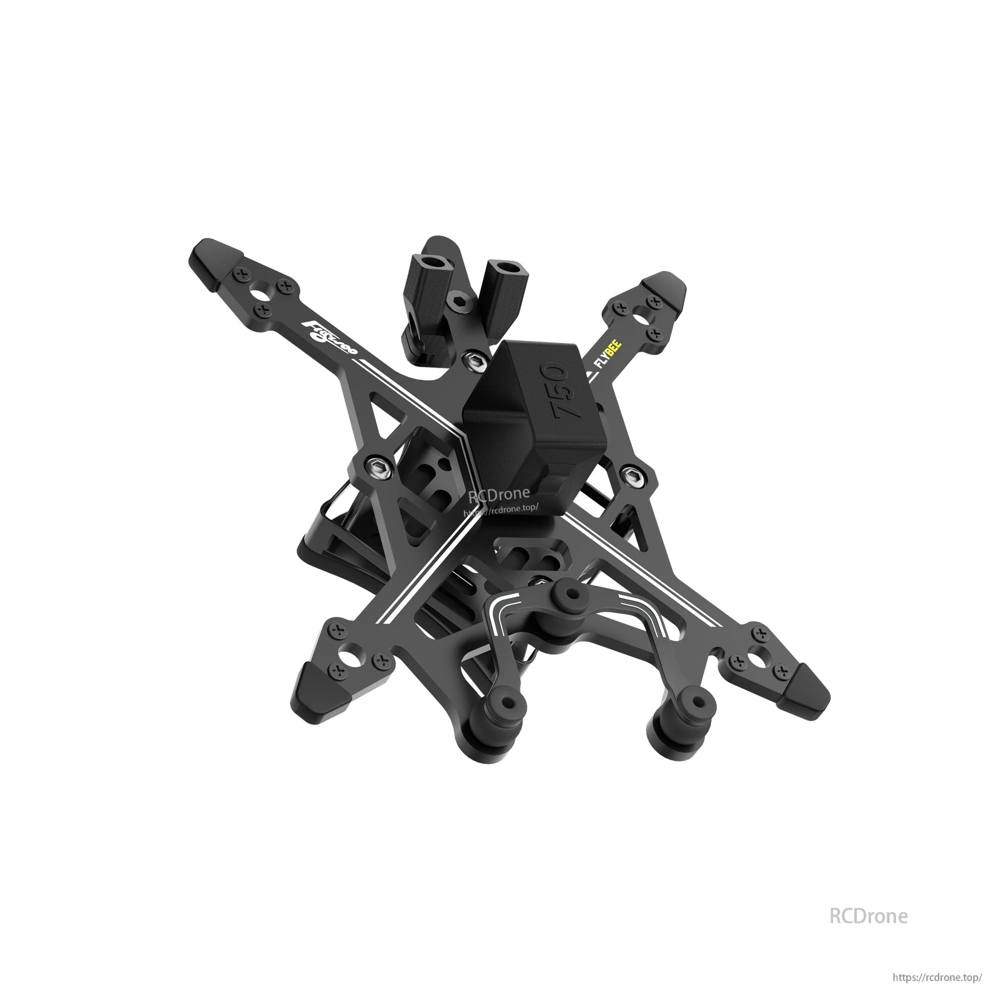 FLYWOO Flybee 16/20 FPV Frame, FLYWOO Flybee 16/20 FPV drone frame kit with four arms, standoffs, and black 3D-printed canopy marked “75”.