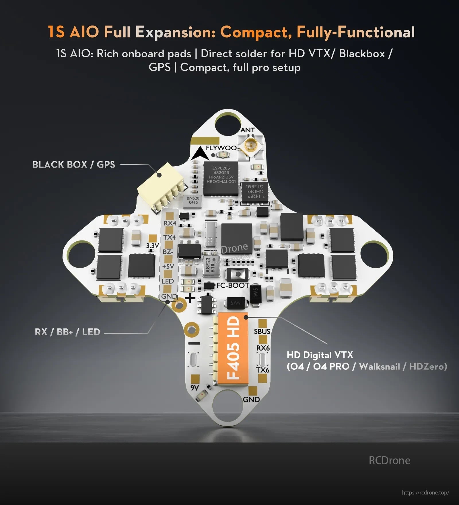 FLywoo GOKU F405 HD 1S 12A AIO Plug&Play O4 / O4 Pro