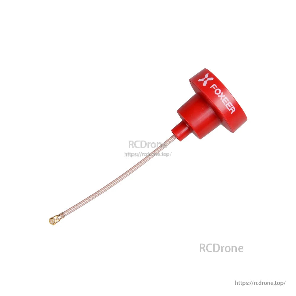 Red FOXEER Pagoda PRO 5.8G RHCP omni FPV antenna with micro coax pigtail and small RF connector
