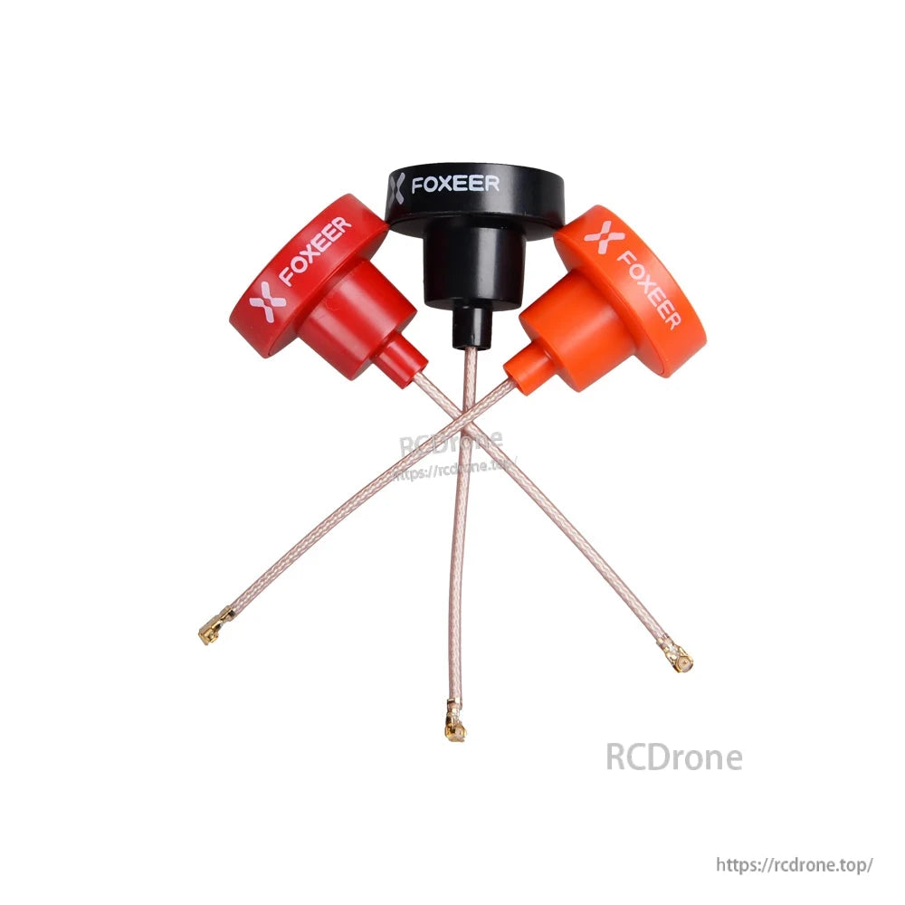 FOXEER Pagoda PRO 5.8G RHCP omni FPV antenna set with red, black and orange caps and U.FL pigtails