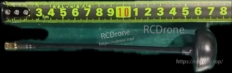 FPV 4.9G/5.0G/5.8G mushroom antenna with straight coax lead, connector end, and mushroom cap
