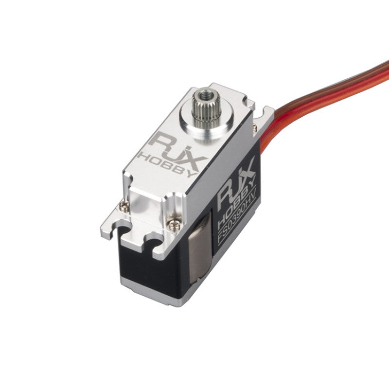 RJXHOBBY FS0390HV Digital HV Mini CCPM Servo, RJXHOBBY FS0390HV mini digital HV CCPM servo with metal case, spline output shaft, and 3-wire lead