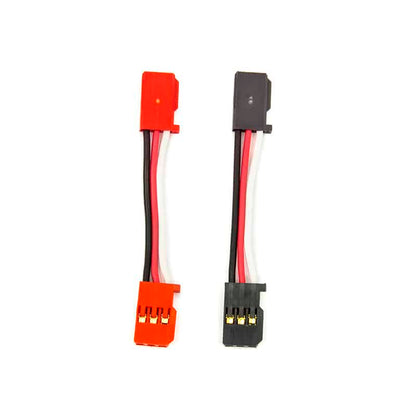 Futaba 55 mm male-to-male extension cable set, red and black 3-wire servo leads on white