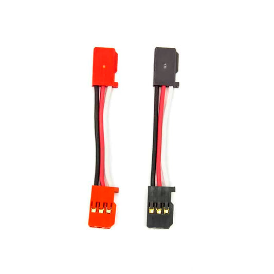 Futaba 55 mm male-to-male extension cable set, red and black 3-wire servo leads on white